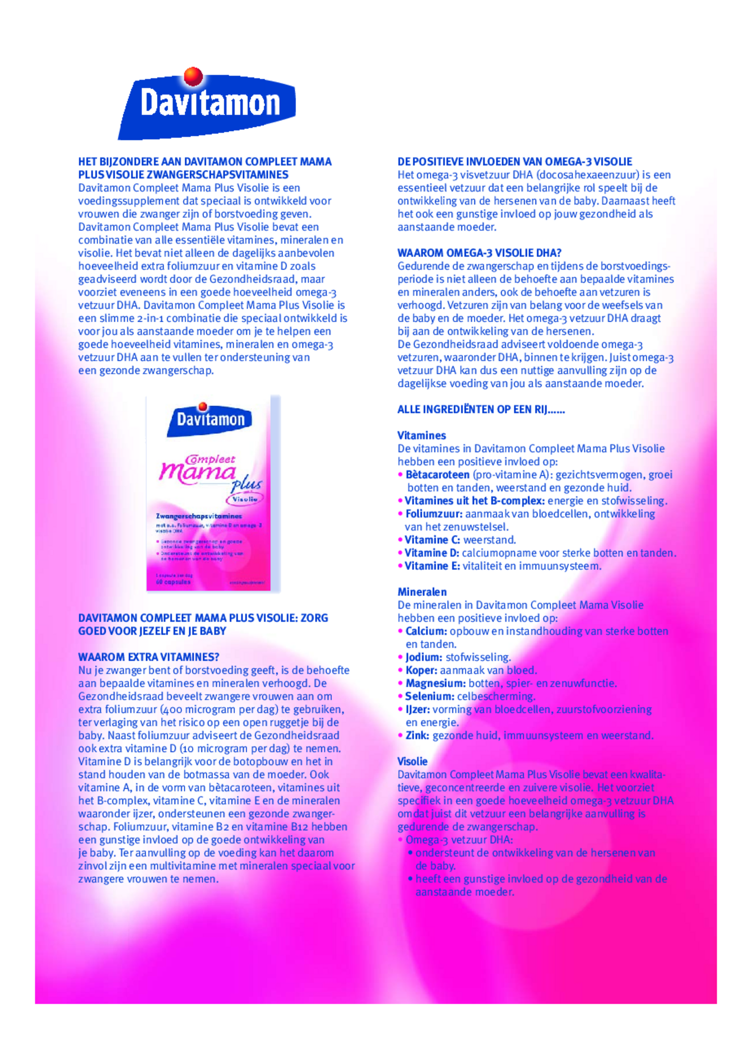 Compleet Zwanger + Omega-3 Visolie Capsules afbeelding van document #1, gebruiksaanwijzing